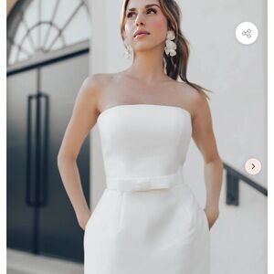 Untamed Petals brand white satin cocktail dress